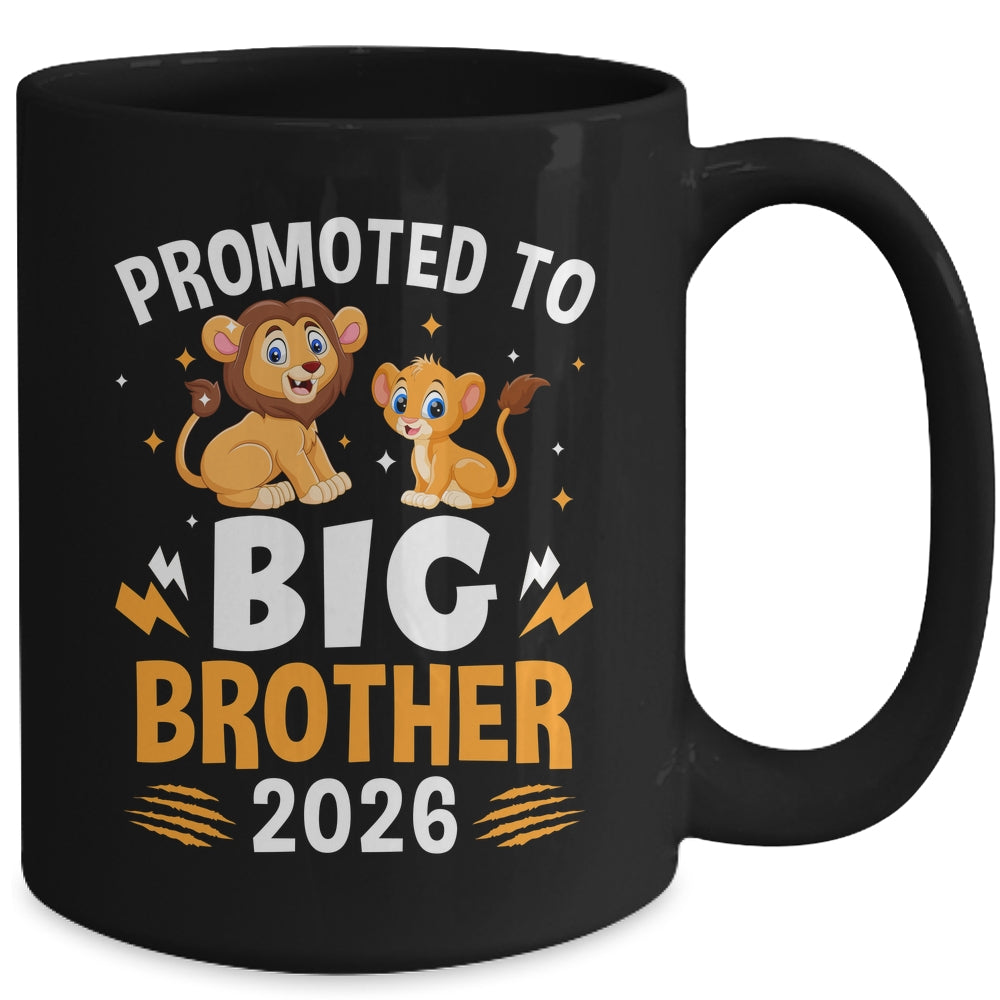Promoted To Big Brother 2026 Lion Animals Boys Kids Mug | teecentury