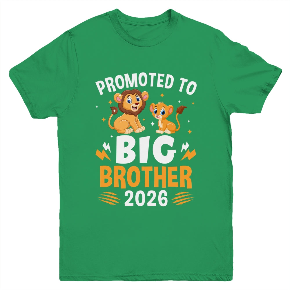Promoted To Big Brother 2026 Lion Animals Boys Kids Youth Shirt | teecentury