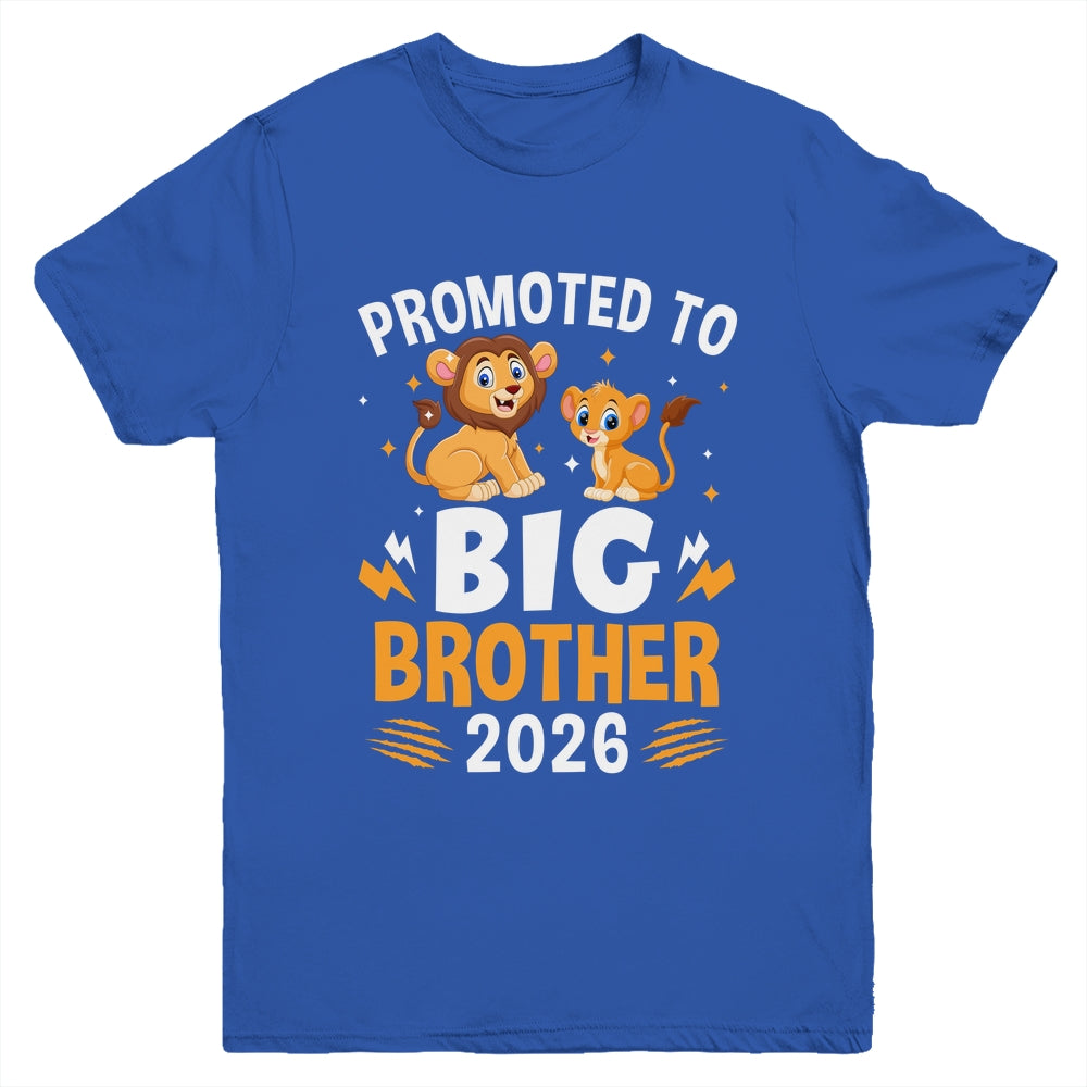 Promoted To Big Brother 2026 Lion Animals Boys Kids Youth Shirt | teecentury