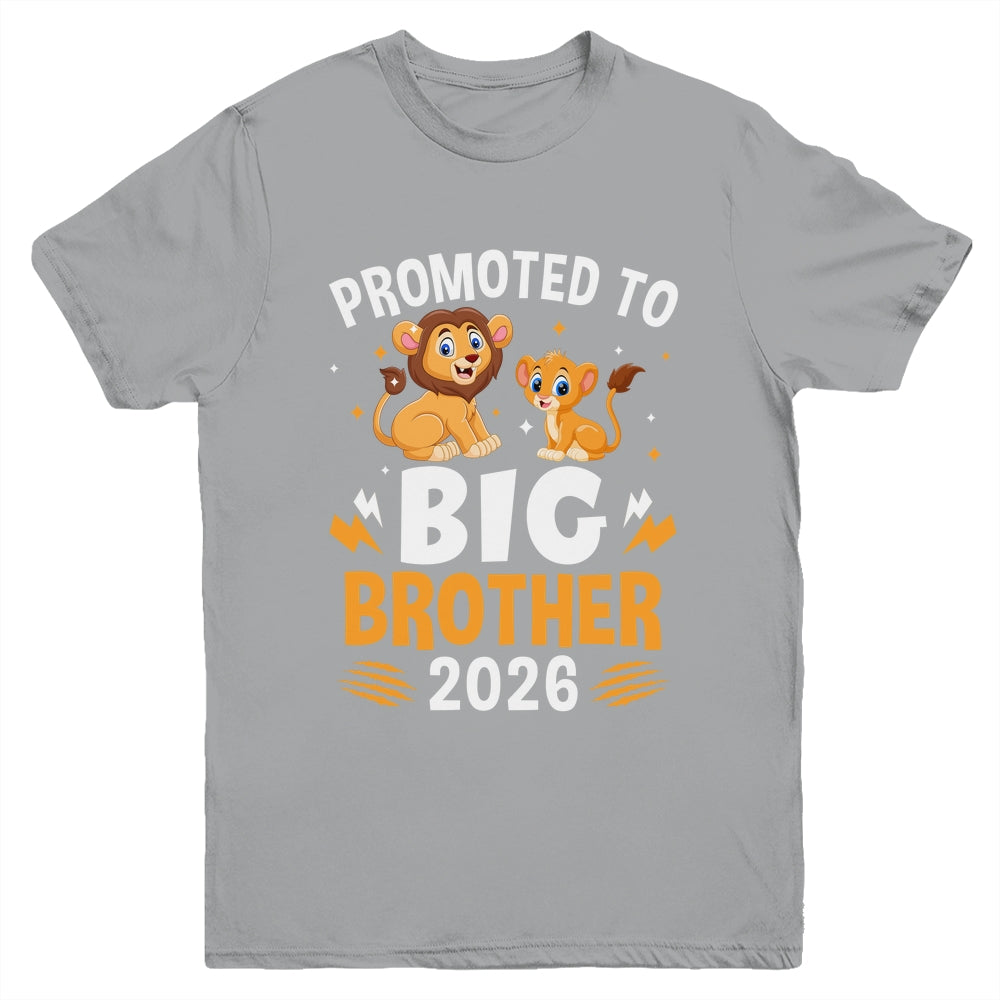 Promoted To Big Brother 2026 Lion Animals Boys Kids Youth Shirt | teecentury
