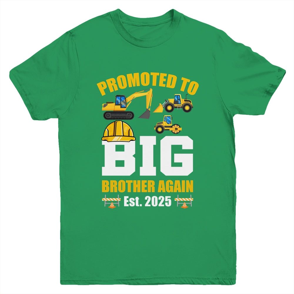 Promoted To Big Brother Again 2025 Construction Excavator Youth Shirt | teecentury