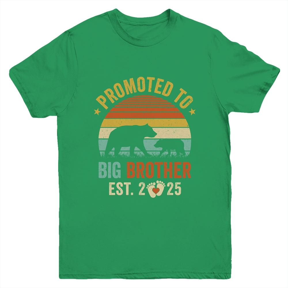 Promoted To Big Brother Est 2025 Bear Pregnancy Announcement Youth Shirt | teecentury