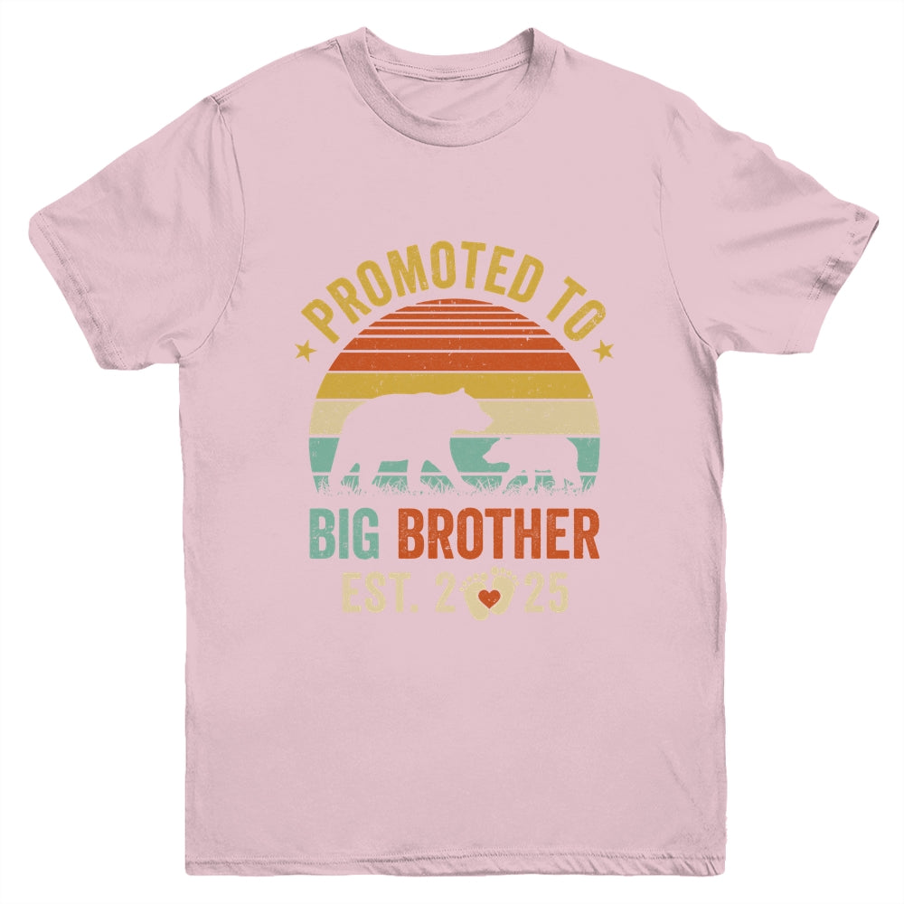 Promoted To Big Brother Est 2025 Bear Pregnancy Announcement Youth Shirt | teecentury