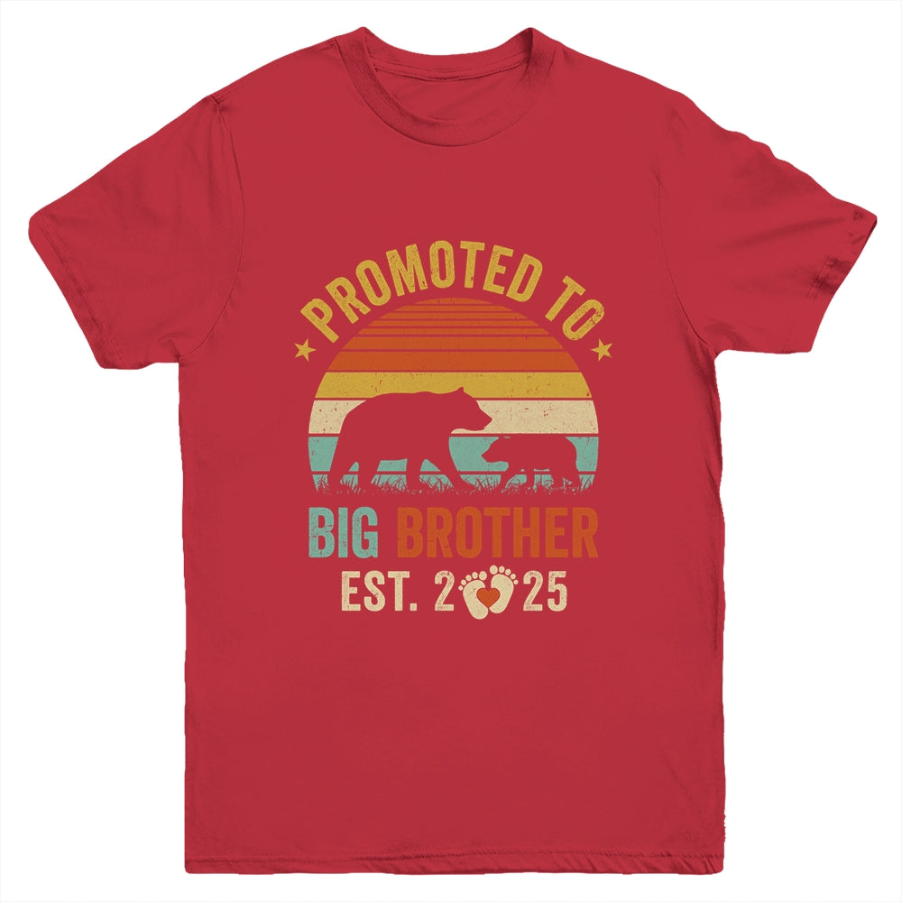 Promoted To Big Brother Est 2025 Bear Pregnancy Announcement Youth Shirt | teecentury