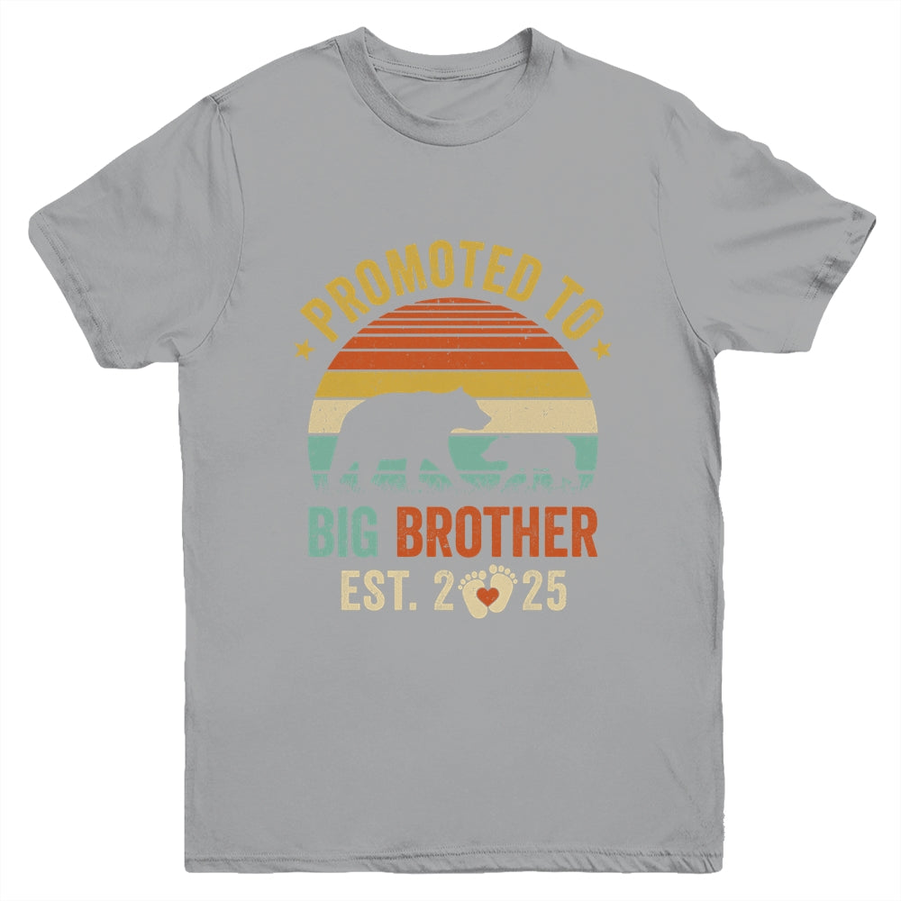 Promoted To Big Brother Est 2025 Bear Pregnancy Announcement Youth Shirt | teecentury