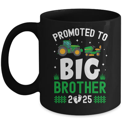 Promoted To Big Brother Est 2025 Cute Tractors Boys Kids Mug | teecentury