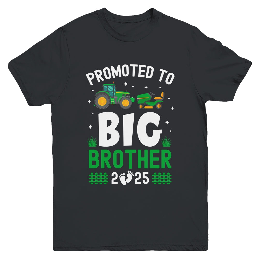 Promoted To Big Brother Est 2025 Cute Tractors Boys Kids Youth Shirt | teecentury