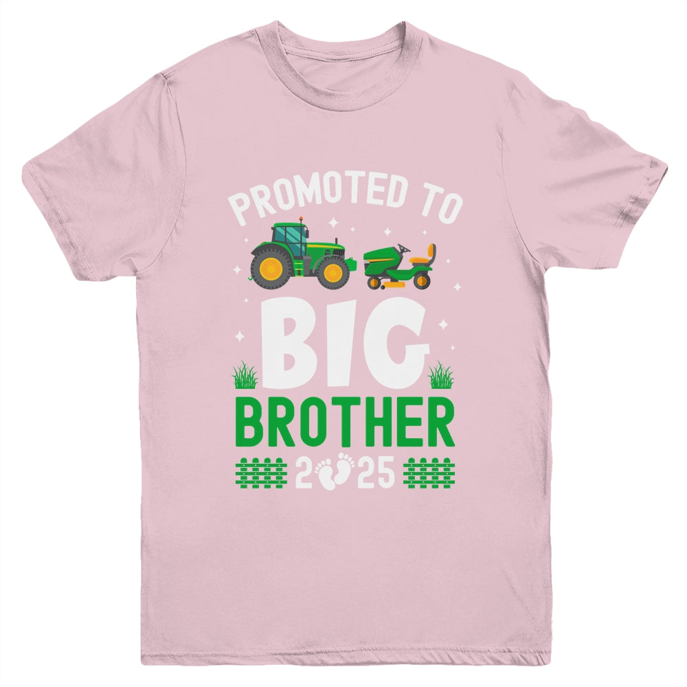 Promoted To Big Brother Est 2025 Cute Tractors Boys Kids Youth Shirt | teecentury