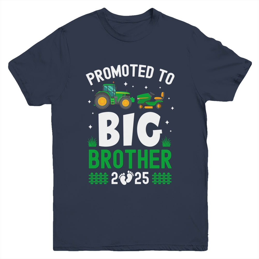 Promoted To Big Brother Est 2025 Cute Tractors Boys Kids Youth Shirt | teecentury