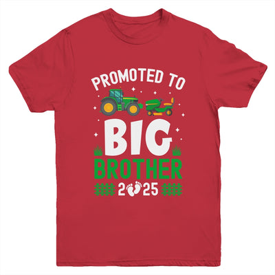 Promoted To Big Brother Est 2025 Cute Tractors Boys Kids Youth Shirt | teecentury