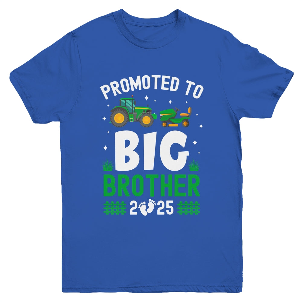 Promoted To Big Brother Est 2025 Cute Tractors Boys Kids Youth Shirt | teecentury