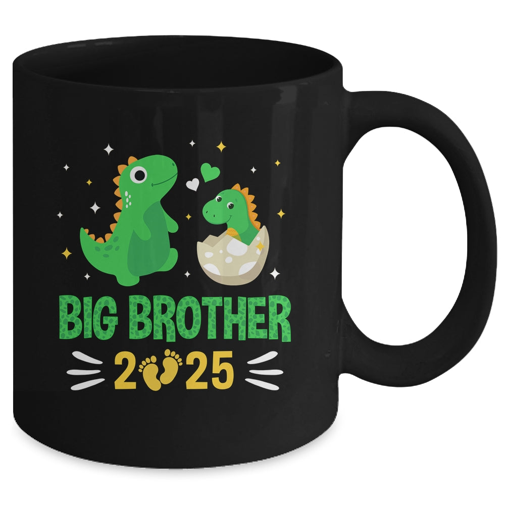 Promoted To Big Brother Est 2025 Dinosaur T-Rex Boys Kids Mug | teecentury