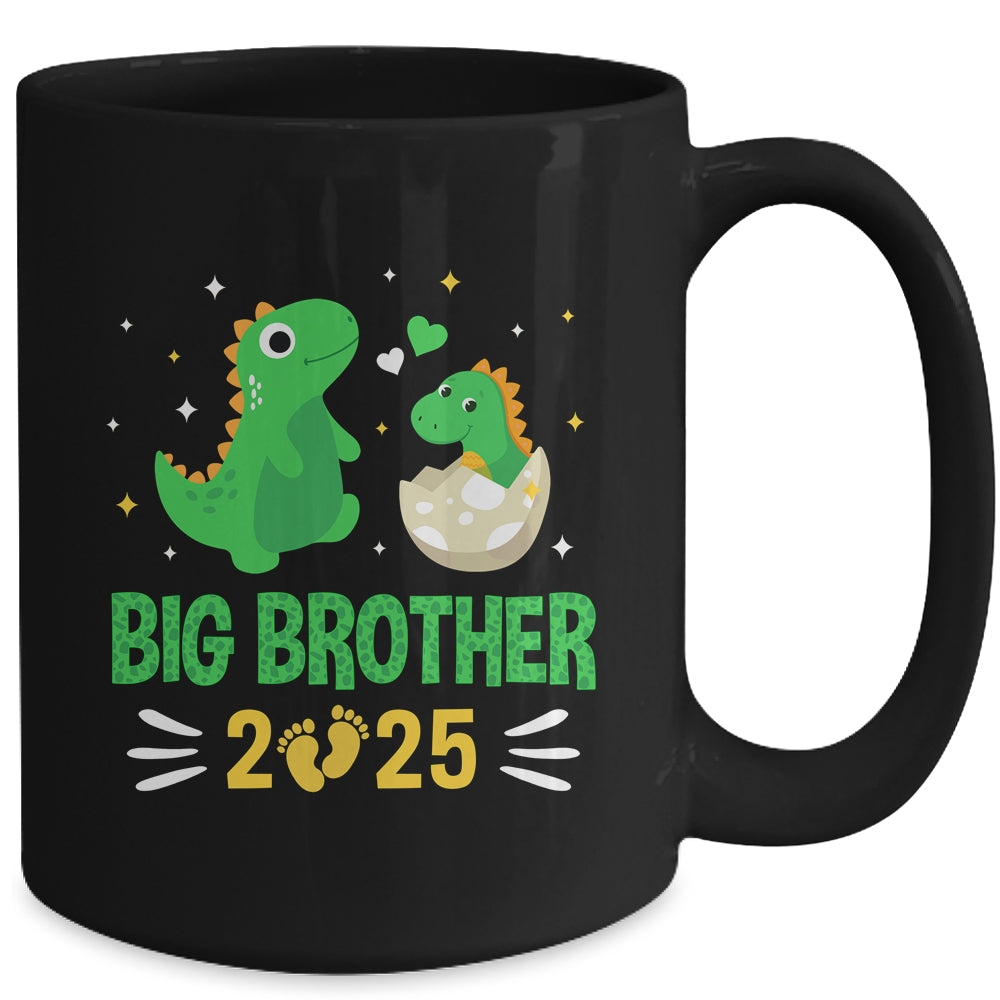 Promoted To Big Brother Est 2025 Dinosaur T-Rex Boys Kids Mug | teecentury