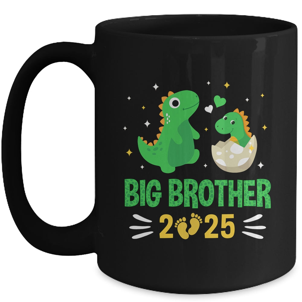 Promoted To Big Brother Est 2025 Dinosaur T-Rex Boys Kids Mug | teecentury