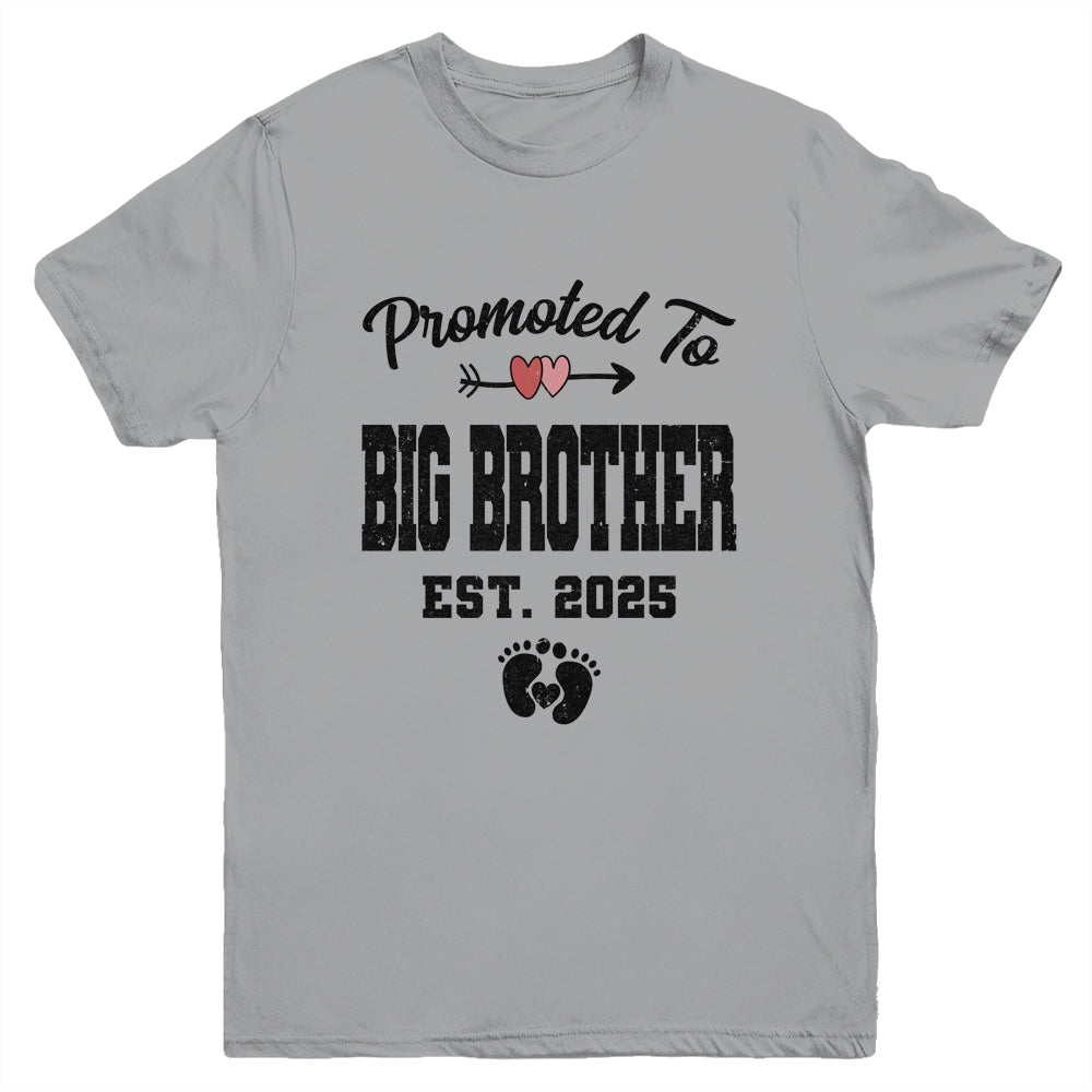 Promoted To Big Brother Est 2025 First Time Brother Youth Shirt | teecentury
