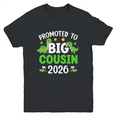 Promoted To Big Cousin 2026 T-Rex Dinosaur Boys Youth Shirt | teecentury