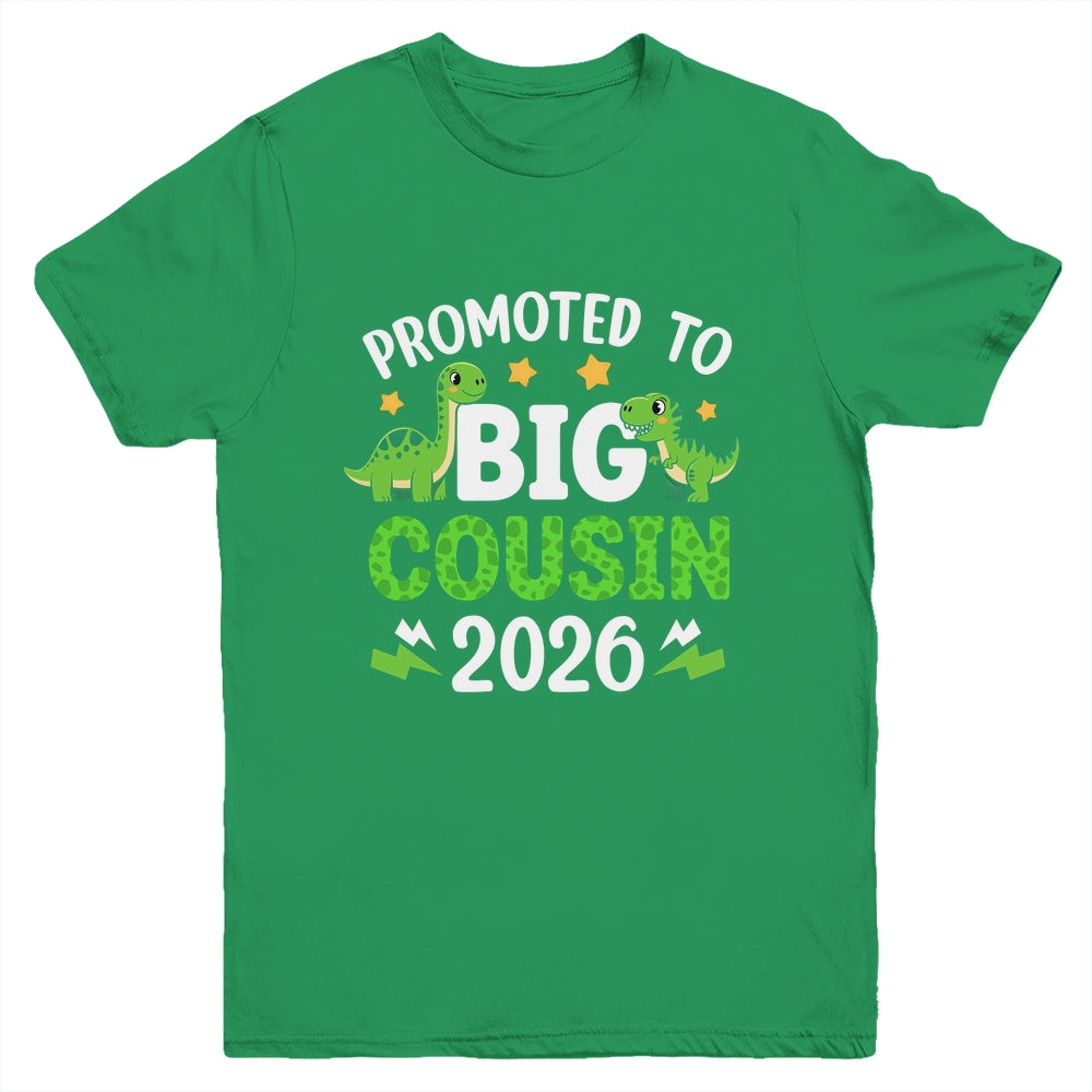 Promoted To Big Cousin 2026 T-Rex Dinosaur Boys Youth Shirt | teecentury