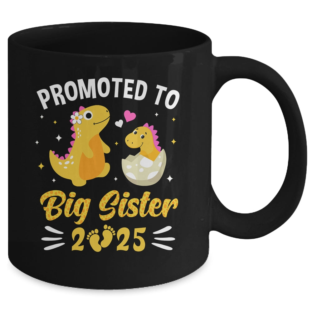 Promoted To Big Sister 2025 Dinosaur T-Rex Girls Kids Mug | teecentury
