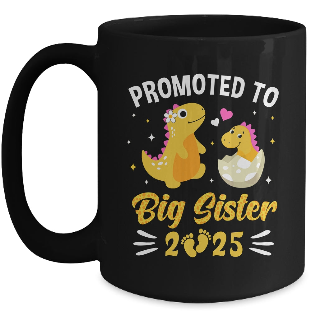 Promoted To Big Sister 2025 Dinosaur T-Rex Girls Kids Mug | teecentury