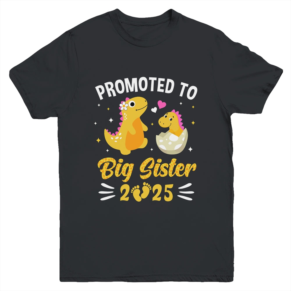 Promoted To Big Sister 2025 Dinosaur T-Rex Girls Kids Youth Shirt | teecentury