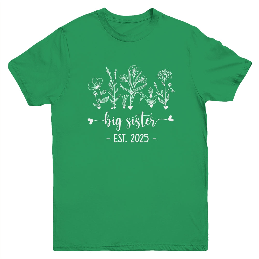 Promoted To Big Sister 2025 Pregnancy Announcement Floral Youth Shirt | teecentury