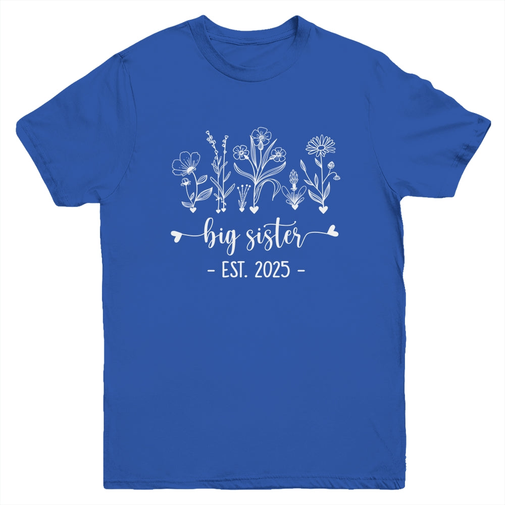 Promoted To Big Sister 2025 Pregnancy Announcement Floral Youth Shirt | teecentury