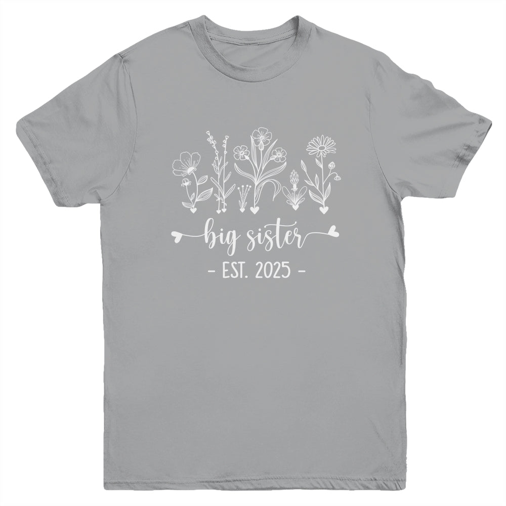 Promoted To Big Sister 2025 Pregnancy Announcement Floral Youth Shirt | teecentury