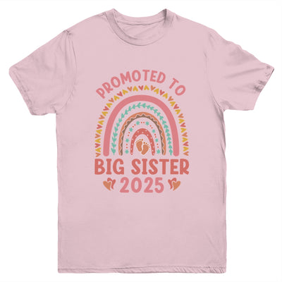 Promoted To Big Sister 2025 Pregnancy Announcement Rainbow Youth Shirt | teecentury