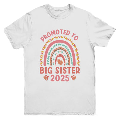 Promoted To Big Sister 2025 Pregnancy Announcement Rainbow Youth Shirt | teecentury