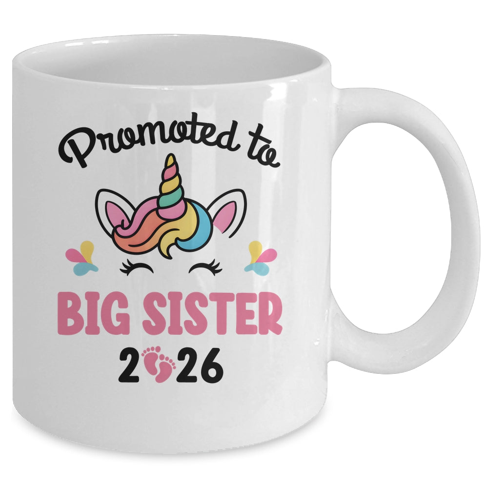 Promoted To Big Sister 2026 Unicorn Baby Announcement Mug | teecentury