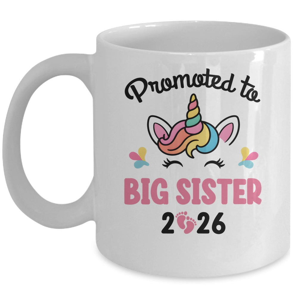 Promoted To Big Sister 2026 Unicorn Baby Announcement Mug | teecentury