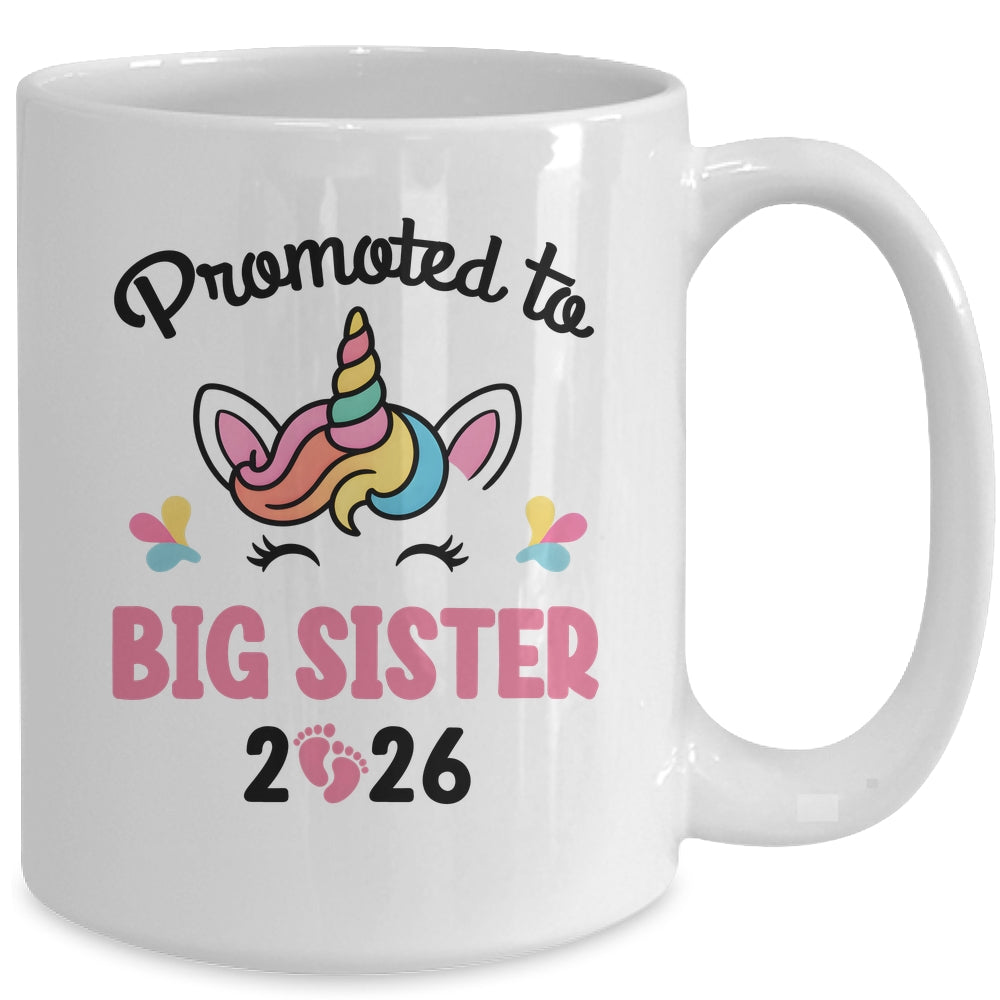 Promoted To Big Sister 2026 Unicorn Baby Announcement Mug | teecentury