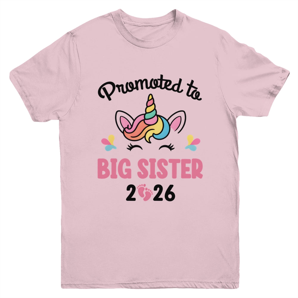 Promoted To Big Sister 2026 Unicorn Baby Announcement Youth Shirt | teecentury
