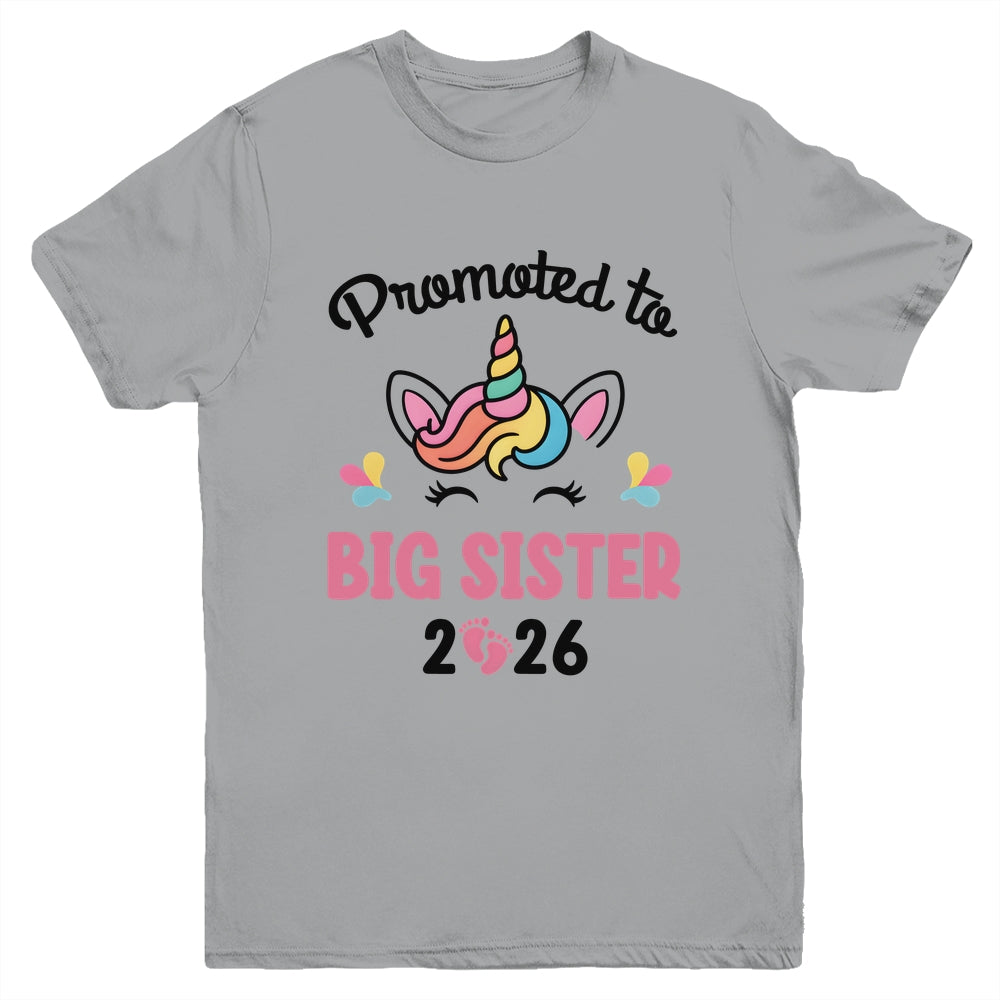 Promoted To Big Sister 2026 Unicorn Baby Announcement Youth Shirt | teecentury