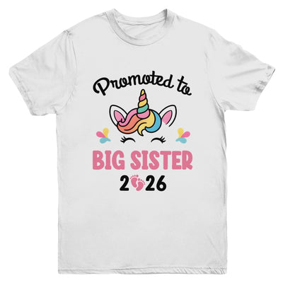 Promoted To Big Sister 2026 Unicorn Baby Announcement Youth Shirt | teecentury