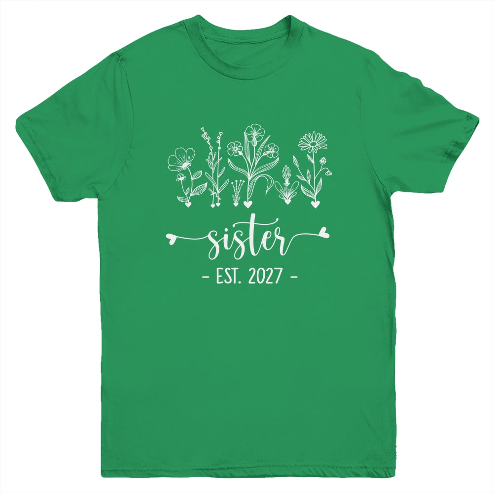 Promoted To Big Sister 2027 Pregnancy Announcement Floral Youth Shirt | teecentury