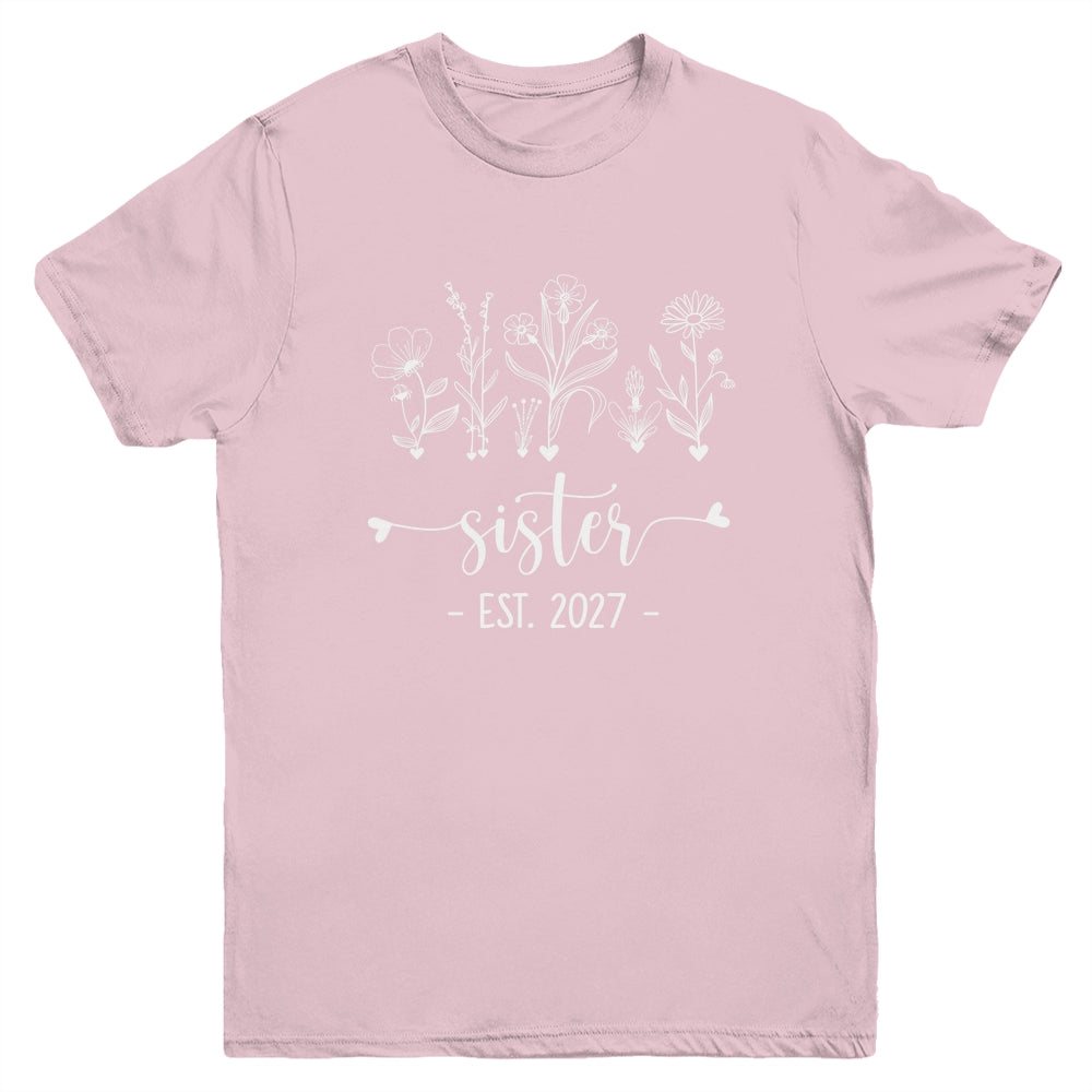 Promoted To Big Sister 2027 Pregnancy Announcement Floral Youth Shirt | teecentury