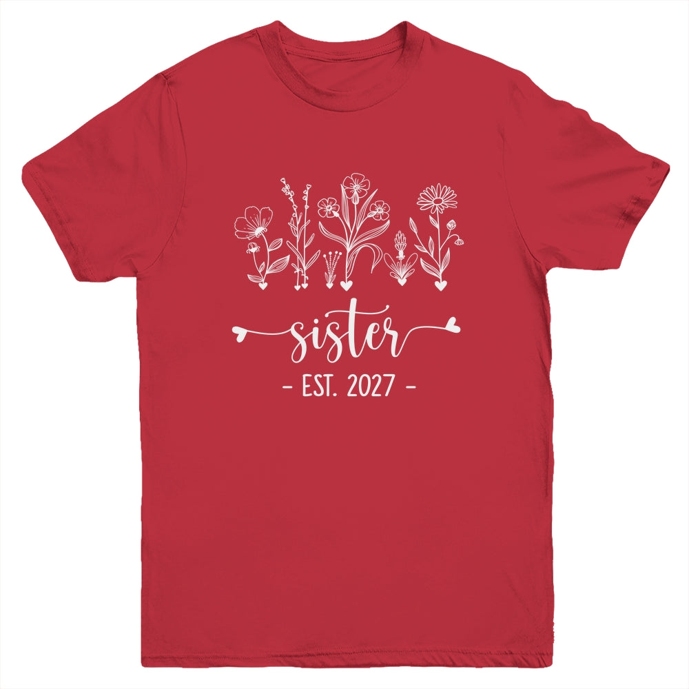 Promoted To Big Sister 2027 Pregnancy Announcement Floral Youth Shirt | teecentury