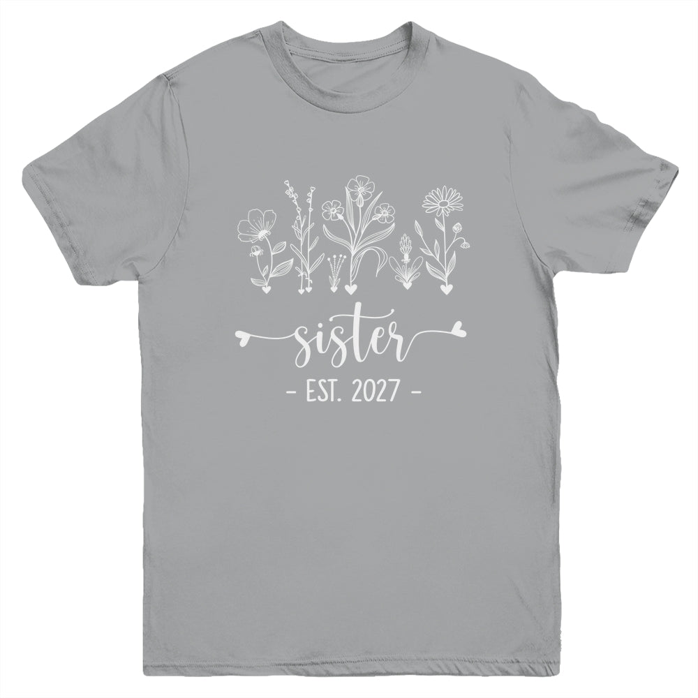 Promoted To Big Sister 2027 Pregnancy Announcement Floral Youth Shirt | teecentury