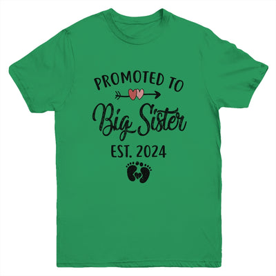 Promoted To Big Sister Est 2024 First Time New Sister Youth Shirt | teecentury