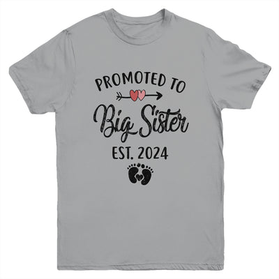 Promoted To Big Sister Est 2024 First Time New Sister Youth Shirt | teecentury