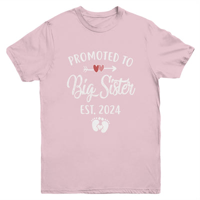 Promoted To Big Sister Est 2024 Funny First Time New Sister Youth Shirt | teecentury