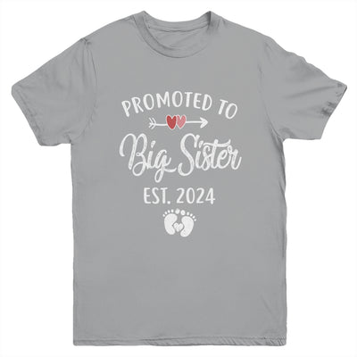 Promoted To Big Sister Est 2024 Funny First Time New Sister Youth Shirt | teecentury