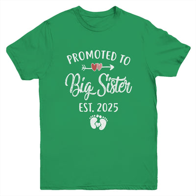 Promoted To Big Sister Est 2025 Funny First Time New Sister Youth Shirt | teecentury