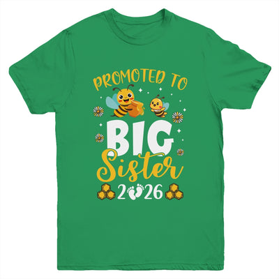 Promoted To Big Sister Est 2026 Cute Bees Girls Kids Youth Shirt | teecentury