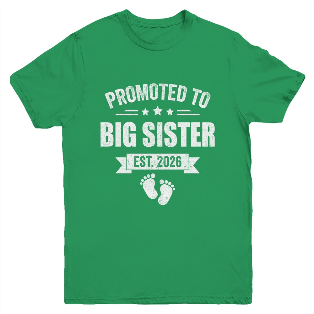 Promoted To Big Sister Est 2026 New Sister First Time New Youth Shirt | teecentury