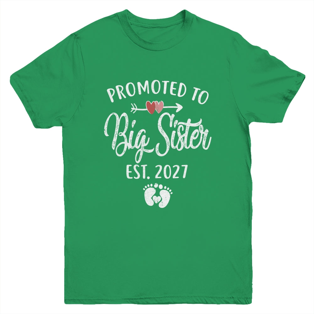 Promoted To Big Sister Est 2027 Funny First Time New Sister Youth Shirt | teecentury