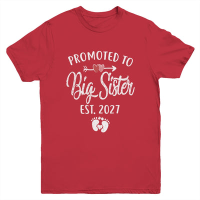 Promoted To Big Sister Est 2027 Funny First Time New Sister Youth Shirt | teecentury