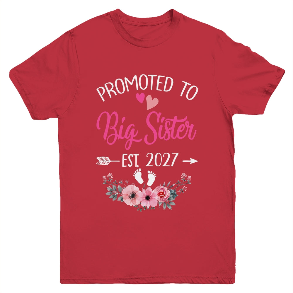 Promoted To Big Sister Est 2027 Sister First Time Youth Shirt | teecentury