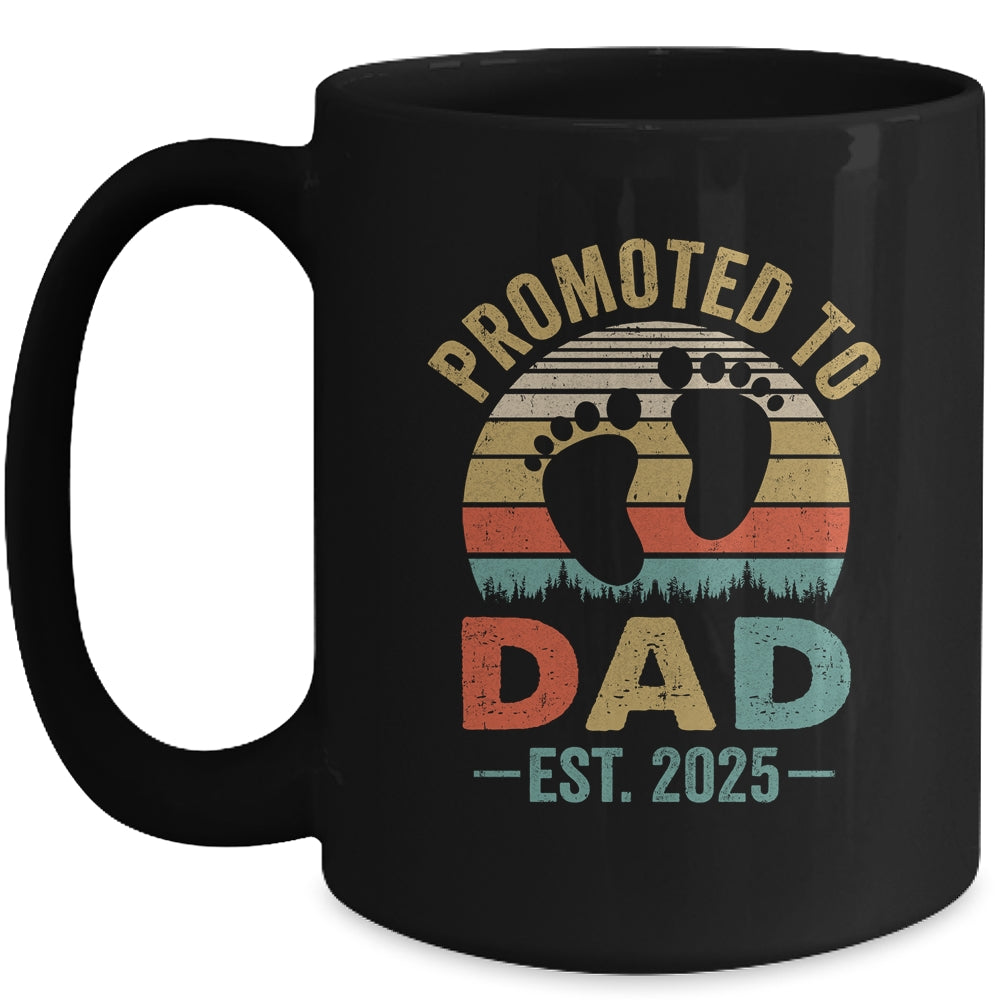Promoted To Dad Est 2025 Fathers Day Vintage Mug | teecentury